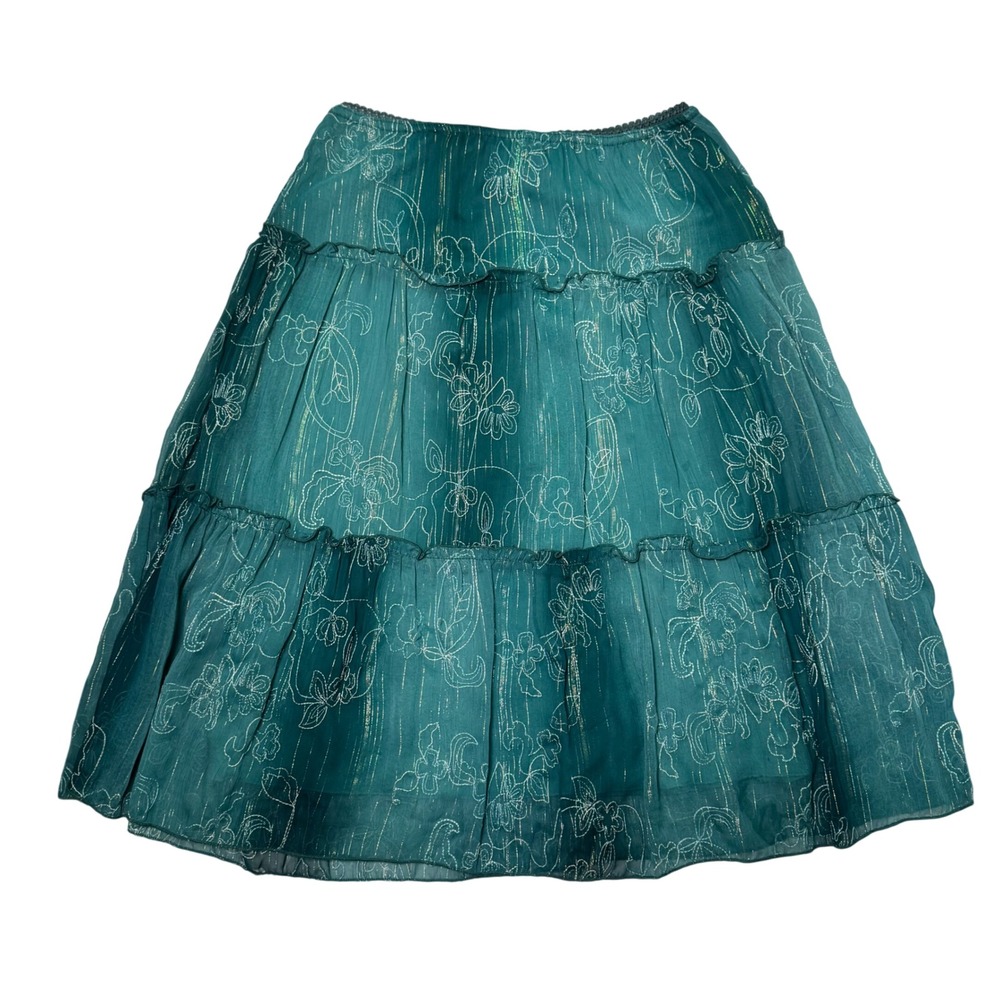 Vintage Wrapper Tiered MIDI Skirt Women's Size Small Y2K Fairy Boho Embroidered